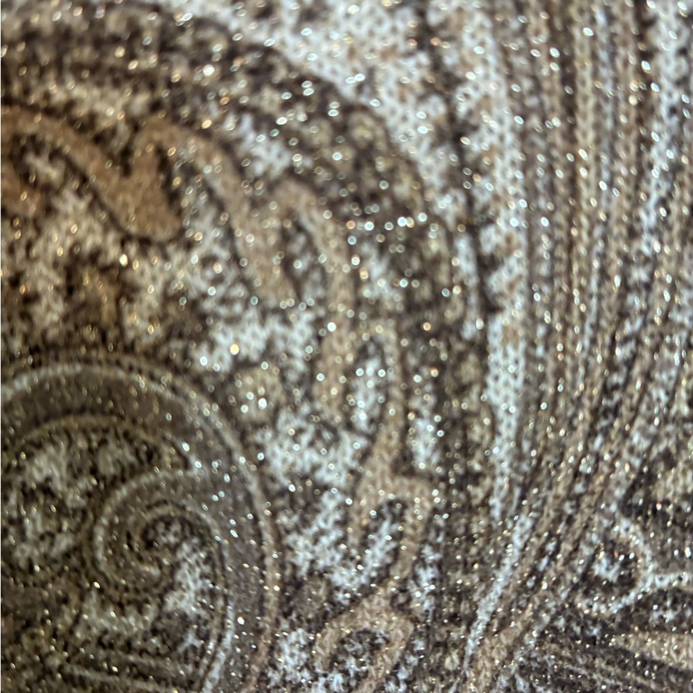 Vintage Metallic Gold Paisley Mock/Crewneck Sweater Tan Brown Mature EUC-M - Picture 5 of 7